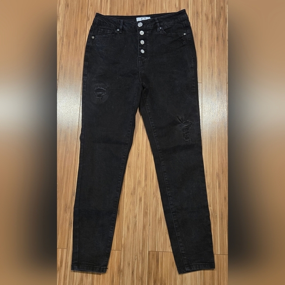 Madden NYC Black Distressed Jeans - Picture 1 of 10